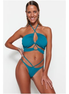 trendyol Petrol Ribbed High Leg Bikini Bottom TBESS22BA0289  - Image 1