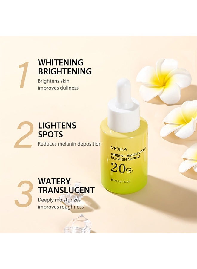 MOIKA Green Lemon Vita C Blemish Serum,Hydrating and Firmming,Reduce Wrinkles,SkinTightening Smooths Skin,For All Skin Types,Vegan (30ml) - Image 2
