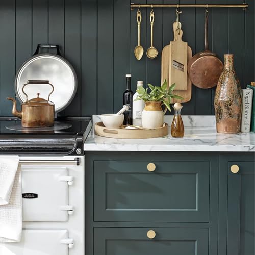 QOGRISUN 2-Pack Solid Brass Cabinet Knobs, 1-3/16-Inch Diameter, Round Gold Dresser Drawer Pulls Handles, Modern Kitchen Hardware, Brushed Brass Finish - Image 4