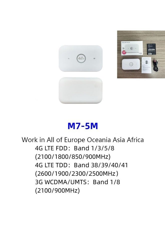 4G LTE Mobile WiFi Hotspot with Support for 10 Devices Portable WiFi Router with SIM Card Slot, 2100mAh Battery, 150Mbps High-Speed WiFi Hotspot Device
