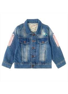 Peacolate 4-11Years Little Big Girls Embroider Birds and Flowers Denim Jacket(5-6Years)  - Image 2