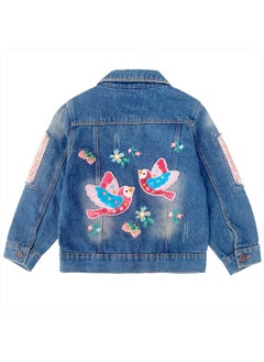 Peacolate 4-11Years Little Big Girls Embroider Birds and Flowers Denim Jacket(5-6Years)  - Image 1