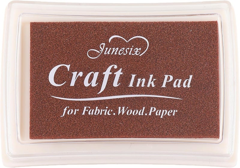 Craft Stamp Ink Pad for Paper Wood Fabric 15 Colors Available for Rubber Stamps (Brown)