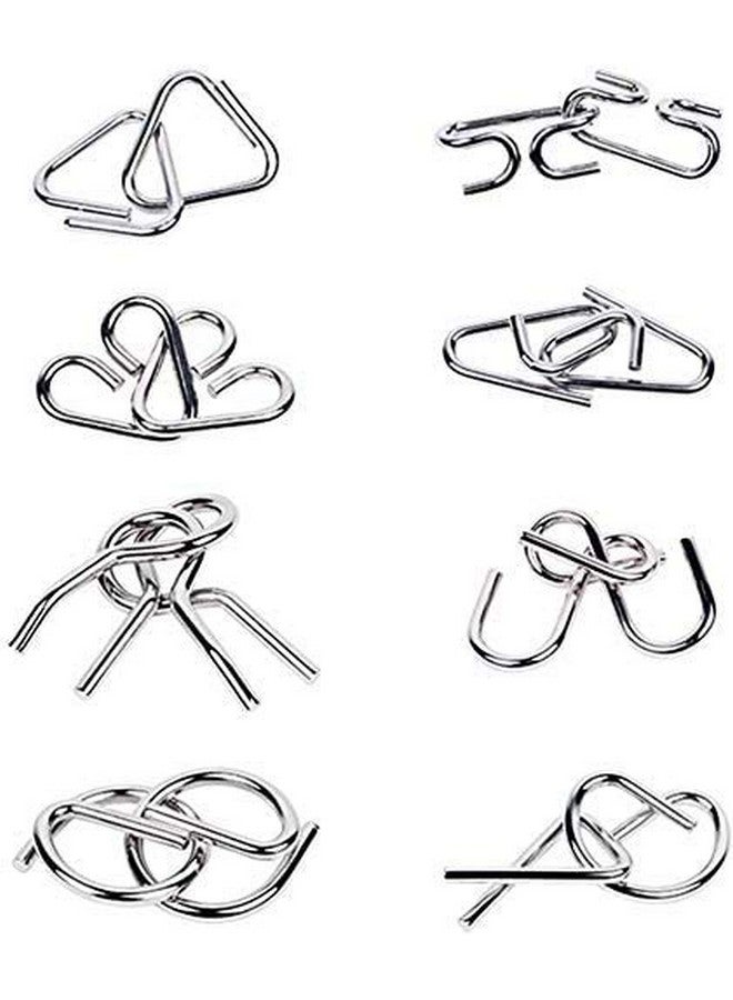 ILamourCar Brain Teasers Metal Wire Puzzle Toys Iq Test Disentanglemen Unlock Interlock Game Chinese Ring Puzzle Brain Teasers For Kids Adults 8Pack  - Image 4