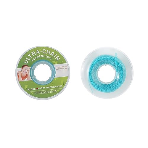 ANNWAH Dental Colorful Orthodontic Braces Rubber ChainsDental Rubber Chains for Braces Power Chains for Orthodontic TreatmentLongGreen 17