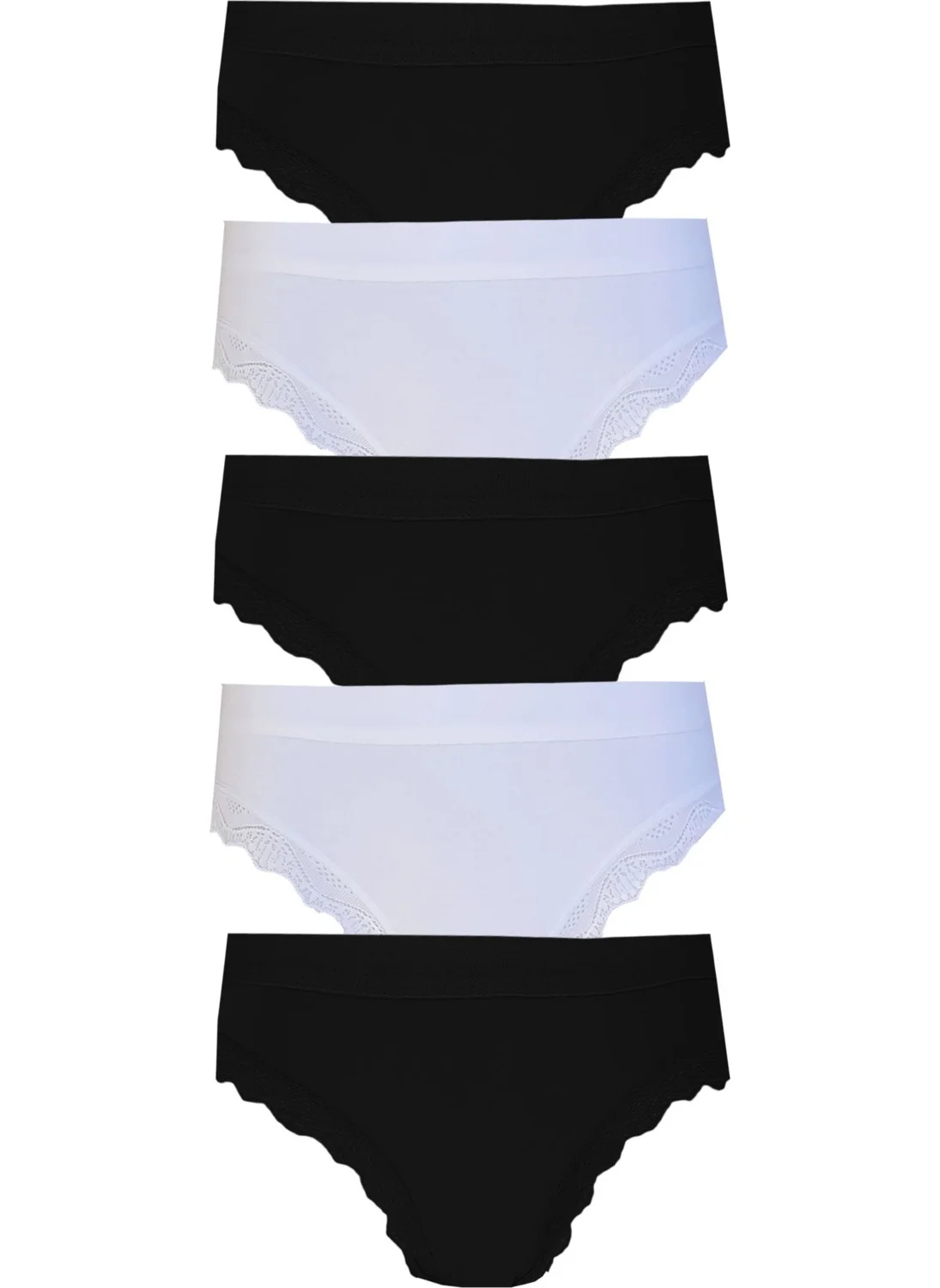 Hepsine Rakip Rival to All 5-Piece Women's Cotton Leg Lace High Waist Panties Underwear Light