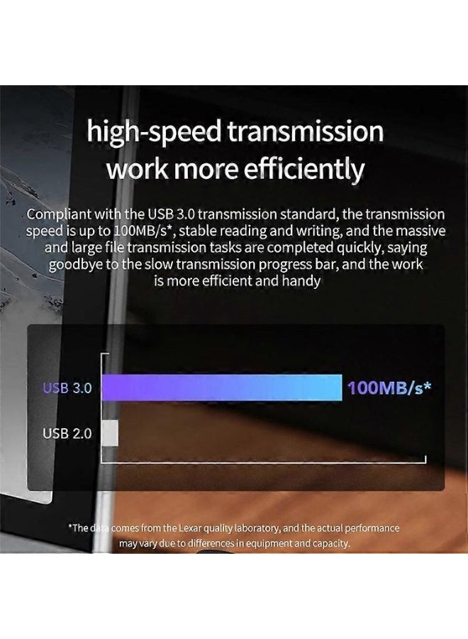 ليكسار محرك أقراص فلاش USB صغير عالي السرعة LEXAR V400 بسعة 256 جيجابايت USB 3.0، محرك أقراص USB مشفر V400 USB 3.0، ذاكرة مفتاح 100 ميجابايت/ثانية، محركات أقراص فلاش إبداعية لأجهزة Mac/PC/Android - Image 2