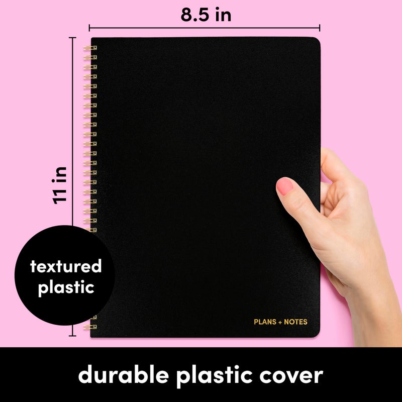 PAPERAGE Undated Daily Planner & To Do List Notepad (Black), 8.5 in x 11 in, Spiral Bound Planner Notebook for Work, School or Home, 104 Lined Pages With Date Tracker for Plans & Notes - Image 2