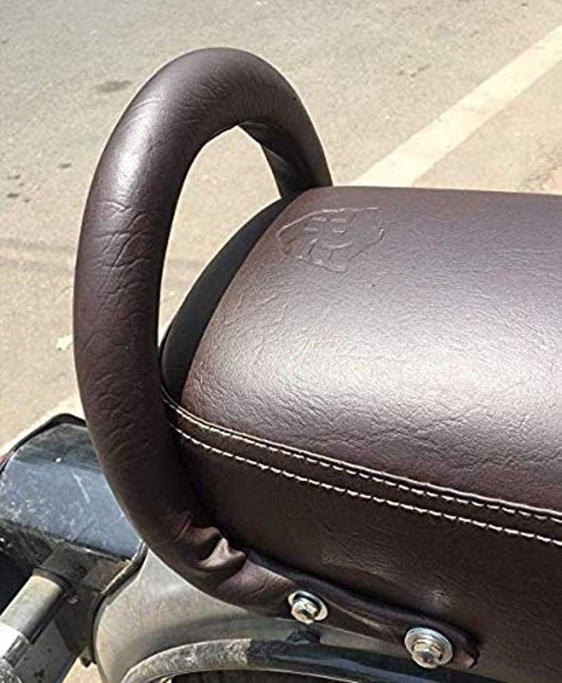 PA World Backrest Support Pillion Brown Cushion Back Rest Full Black Bar for Royal Enfield Models RE-32 - Image 2