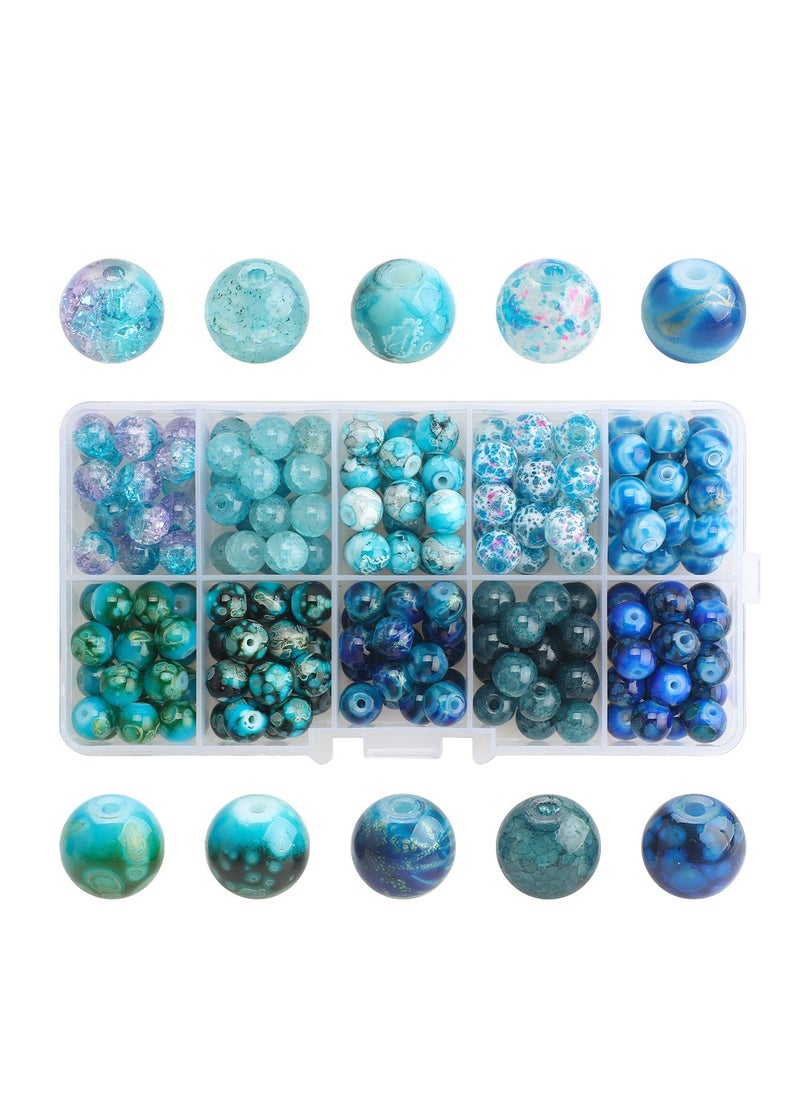 MissTiara 200PCS 8MM DIY Gradient Glass Beads Kit 10 Mixed Colors  For Jewelry, Bracelet Necklace And Art Craft 