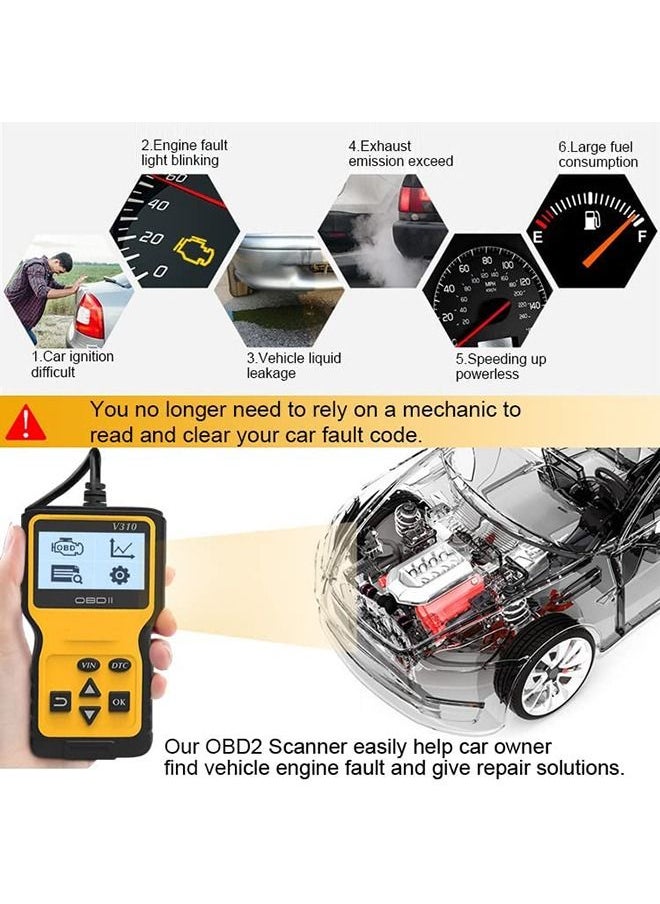 Generic - Car Trouble Code Reader, OBD2 Scanner Engine Diagnostics V310 Car Code Reader and Vehicle Car Engine Trouble Diagnostic Code Scanner Tool for All Cars - Image 1