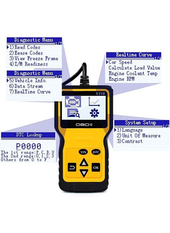 Generic - Car Trouble Code Reader, OBD2 Scanner Engine Diagnostics V310 Car Code Reader and Vehicle Car Engine Trouble Diagnostic Code Scanner Tool for All Cars - Image 1
