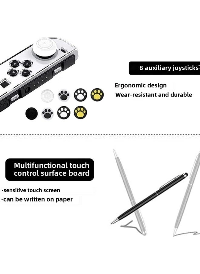 Loquat Nintendo Switch OLED Game Machine Protective Case Storage Bag Handle Rocker Cap Touch Pen Data Cable-Product Color:oled Four Corners White Zipper Crystal Case Data Cable Pen Four Card Box 2 Rocker C  - Image 5