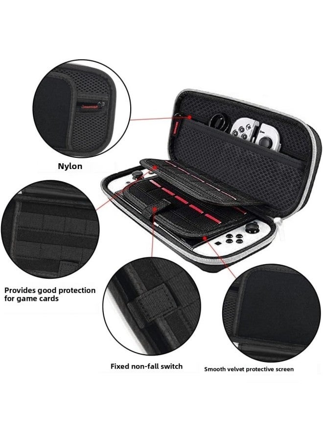 Loquat Nintendo Switch OLED Game Machine Protective Case Storage Bag Handle Rocker Cap Touch Pen Data Cable-Product Color:oled Four Corners White Zipper Crystal Case Data Cable Pen Four Card Box 2 Rocker C  - Image 4