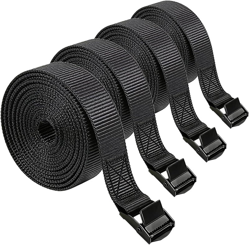 Clay&Fire Lashing Straps with Buckles, Cargo Tie-Down Strap, Adjustable Cam Buckle Straps for Storage Luggage Trucks,Trailer,Motorcycle (4 Pack Black) Full Sized Precision processed material - Image 1