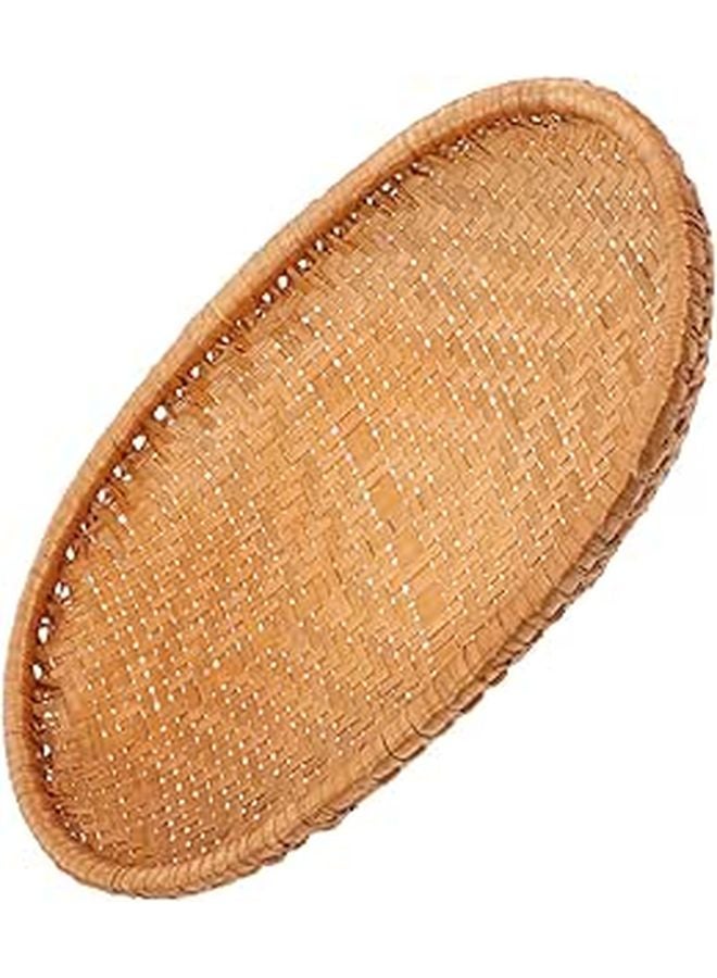سلة خبز منسوجة مع غطاء 27x18x4 سم صينية تخزين مطبخ للاستخدام المنزلي والهواء الطلق - Image 1