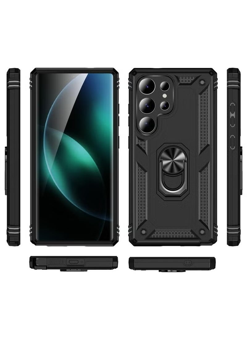 X-level Samsung Galaxy S25 Ultra Case Cover,Built-in 360° Rotate Ring Kickstand,Shockproof Test,Heavy Duty Shockproof Protective Case for Galaxy S25 Ultra 5G Black  - Image 2