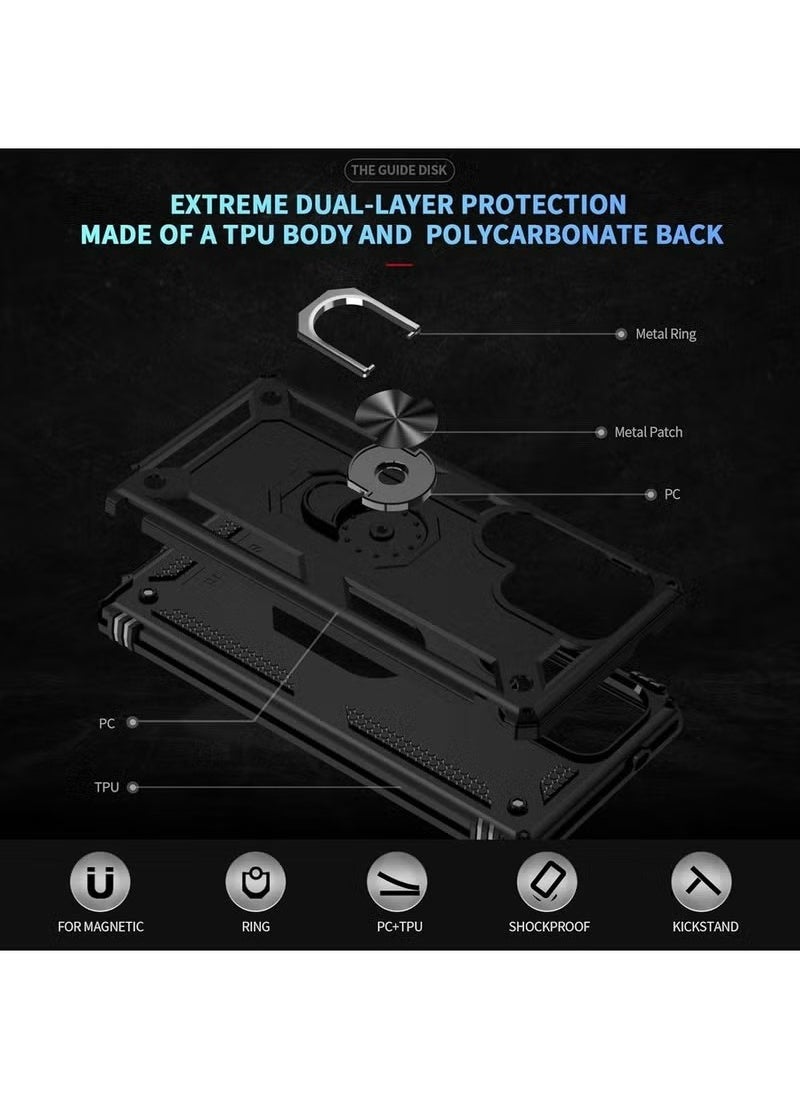 X-level Samsung Galaxy S25 Ultra Case Cover,Built-in 360° Rotate Ring Kickstand,Shockproof Test,Heavy Duty Shockproof Protective Case for Galaxy S25 Ultra 5G Black  - Image 3