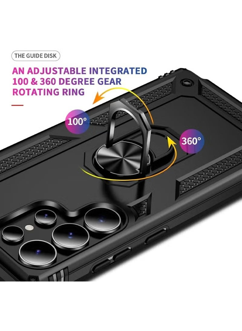 X-level Samsung Galaxy S25 Ultra Case Cover,Built-in 360° Rotate Ring Kickstand,Shockproof Test,Heavy Duty Shockproof Protective Case for Galaxy S25 Ultra 5G Black  - Image 4