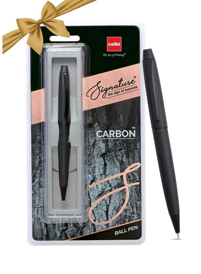 Cello Signature Cello Carbon Ball Pen | Blue Ink | Matte Black Premium Metal Pen for Gift | Stylish Corporate & New Year Gifts for Men & Women - Image 1