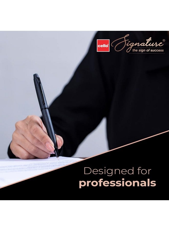 Cello Signature Cello Carbon Ball Pen | Blue Ink | Matte Black Premium Metal Pen for Gift | Stylish Corporate & New Year Gifts for Men & Women - Image 4
