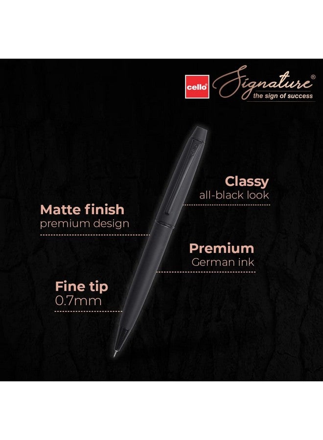 Cello Signature Cello Carbon Ball Pen | Blue Ink | Matte Black Premium Metal Pen for Gift | Stylish Corporate & New Year Gifts for Men & Women - Image 3