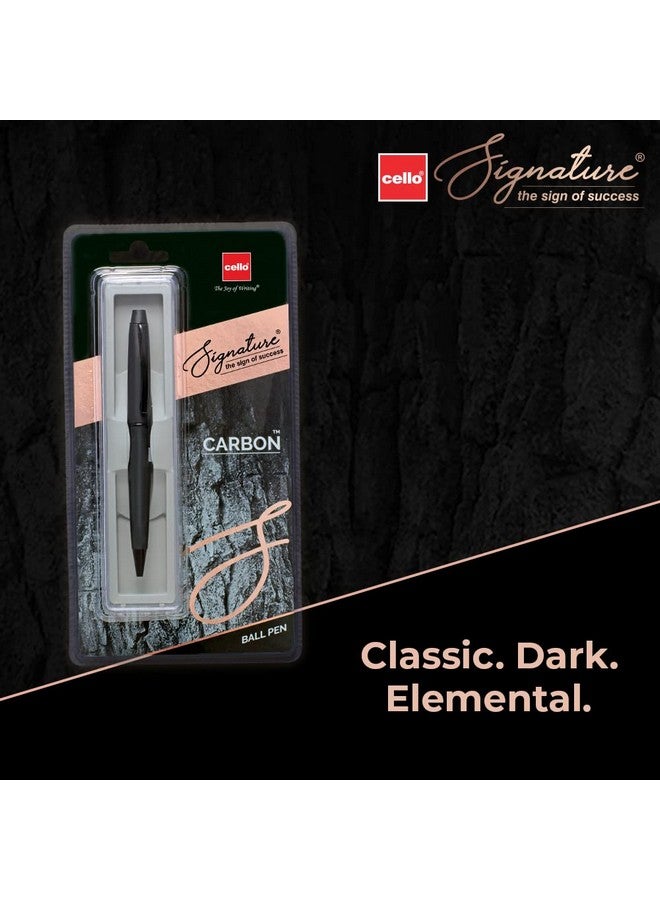 Cello Signature Cello Carbon Ball Pen | Blue Ink | Matte Black Premium Metal Pen for Gift | Stylish Corporate & New Year Gifts for Men & Women - Image 2