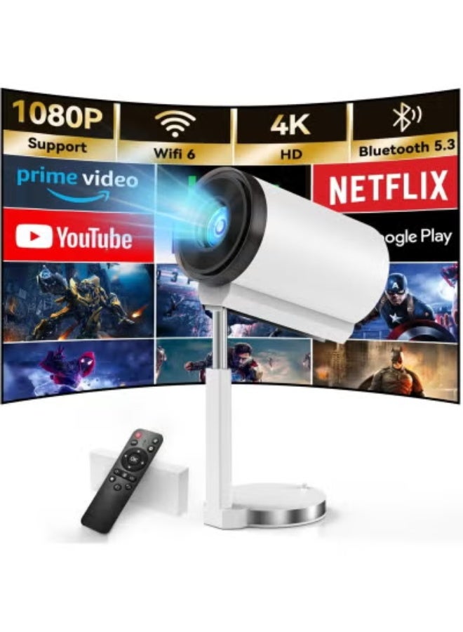 Smartbarry Android 11.0 Smart Mini Projector – 1080P Full HD, 4K Supported Portable Projector with WiFi 6 & Bluetooth 5.2, Auto Keystone Correction, 90° Retractable Stand for Home Theater, Office & Outdoor Movies – Black - Image 3