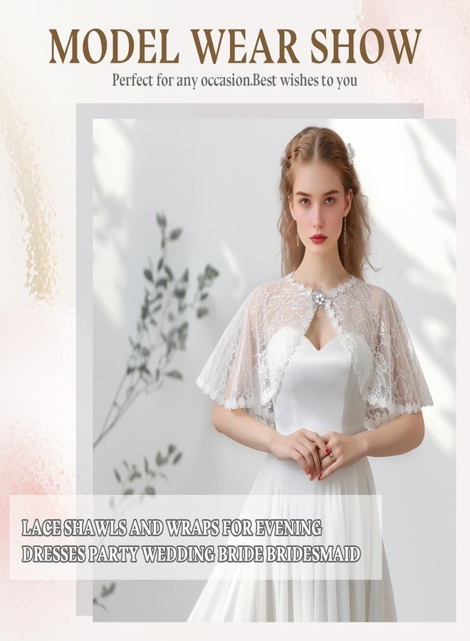 RainFlowwer White Lace Shawl Wraps For Women Formal, Bolero Shrugs Shoulder Cover For Evening Dresses Formal, Wedding Bridal Cape Lace Cover Up - Image 4