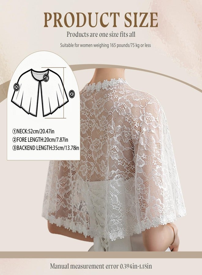 RainFlowwer White Lace Shawl Wraps For Women Formal, Bolero Shrugs Shoulder Cover For Evening Dresses Formal, Wedding Bridal Cape Lace Cover Up - Image 2
