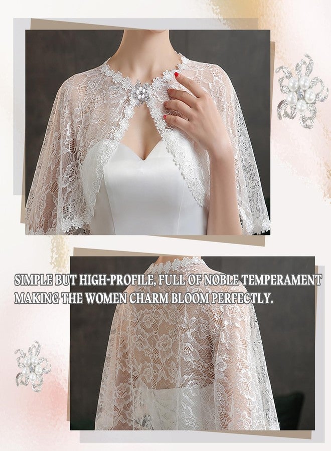 RainFlowwer White Lace Shawl Wraps For Women Formal, Bolero Shrugs Shoulder Cover For Evening Dresses Formal, Wedding Bridal Cape Lace Cover Up - Image 5