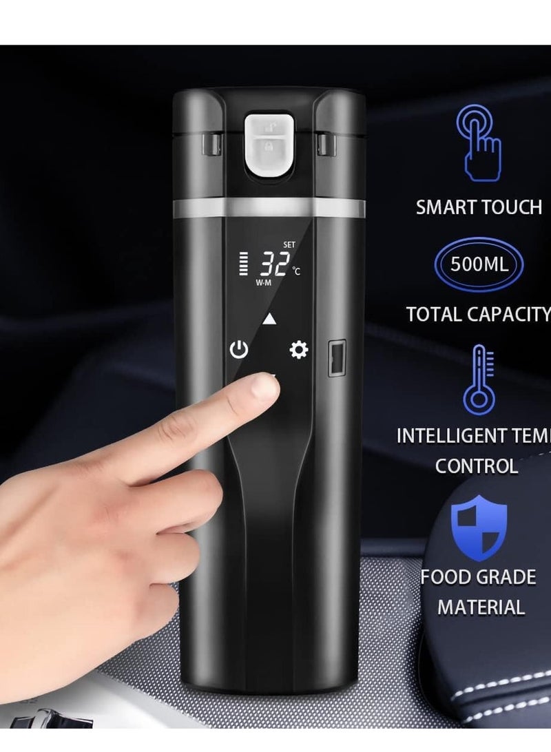 24V/12V Travel Electric Kettle for Car/Truck, 480ml Car Heating Mug with Anti-Spill Lid, Leakproof, 304 Stainless Steel Liner Portable Coffee Tea Cup Up to 100℃ Variable Temp Control Thermos  - Image 3
