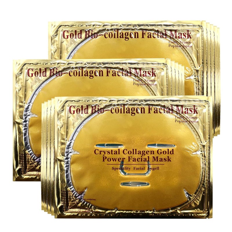 Adofect 15 Pack 24K Gold Crystal Collagen Facial Patches Crystal Collagen Facial Pads sheet for Anti Aging Puffiness Moisturizing Deep Tissue Rejuvenation and Hydrates Skin