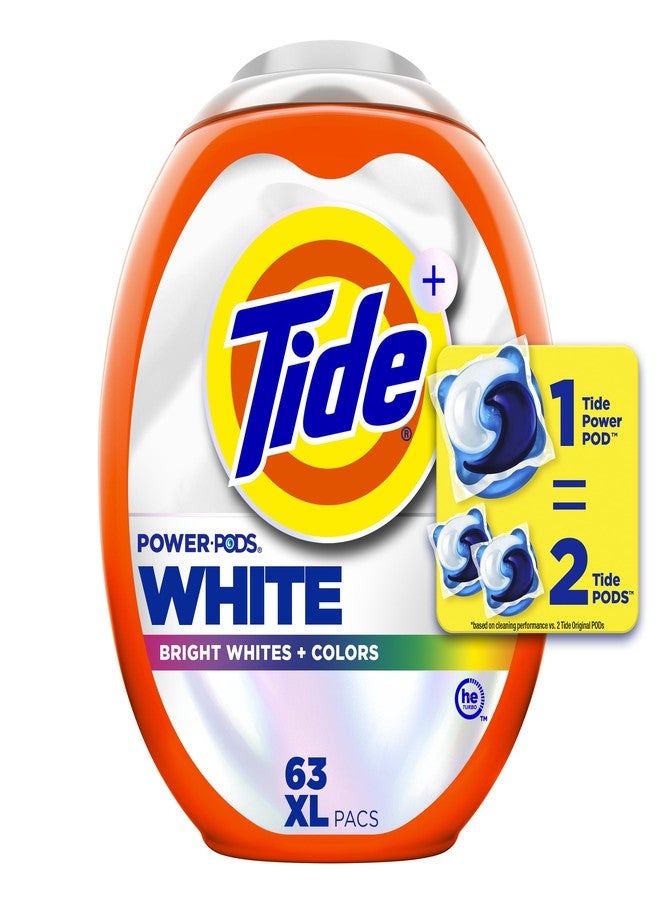 Tide Power PODS Plus Ultra OXI White and Bright Laundry Detergent, Advanced Stain Removal and Whitening Power, 63 Count - Image 1
