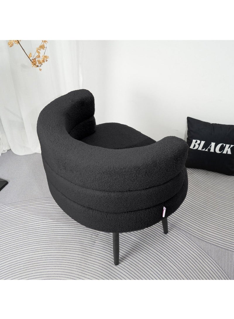 NZONE STORE Modern Boucle Accent Chair with Scandi-Style Legs Black - Image 3