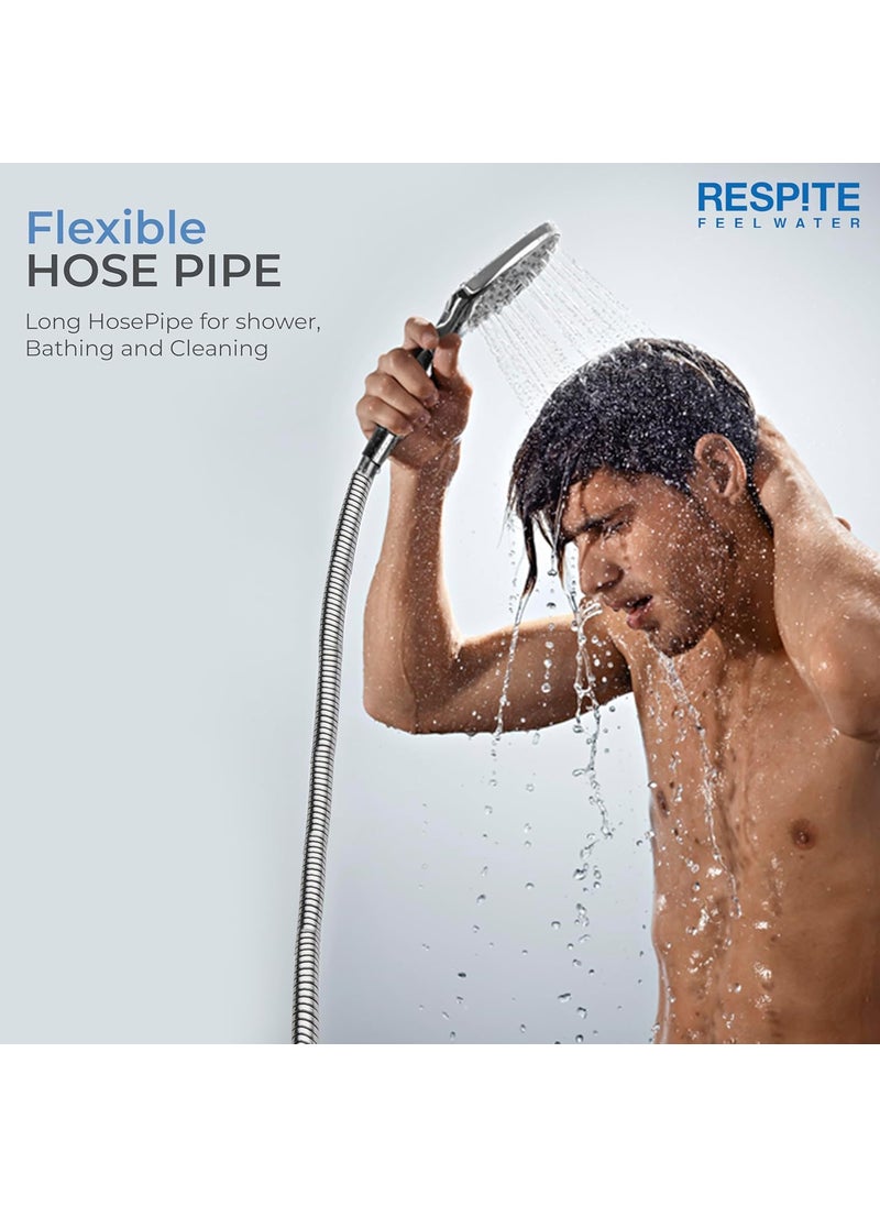 RESPITE RESPITE 1 Meter Flexible Hose Pipe Suitable for Health Faucet Handheld Shower 304 Grade Stainless Steel Chrome Finish  - Image 4