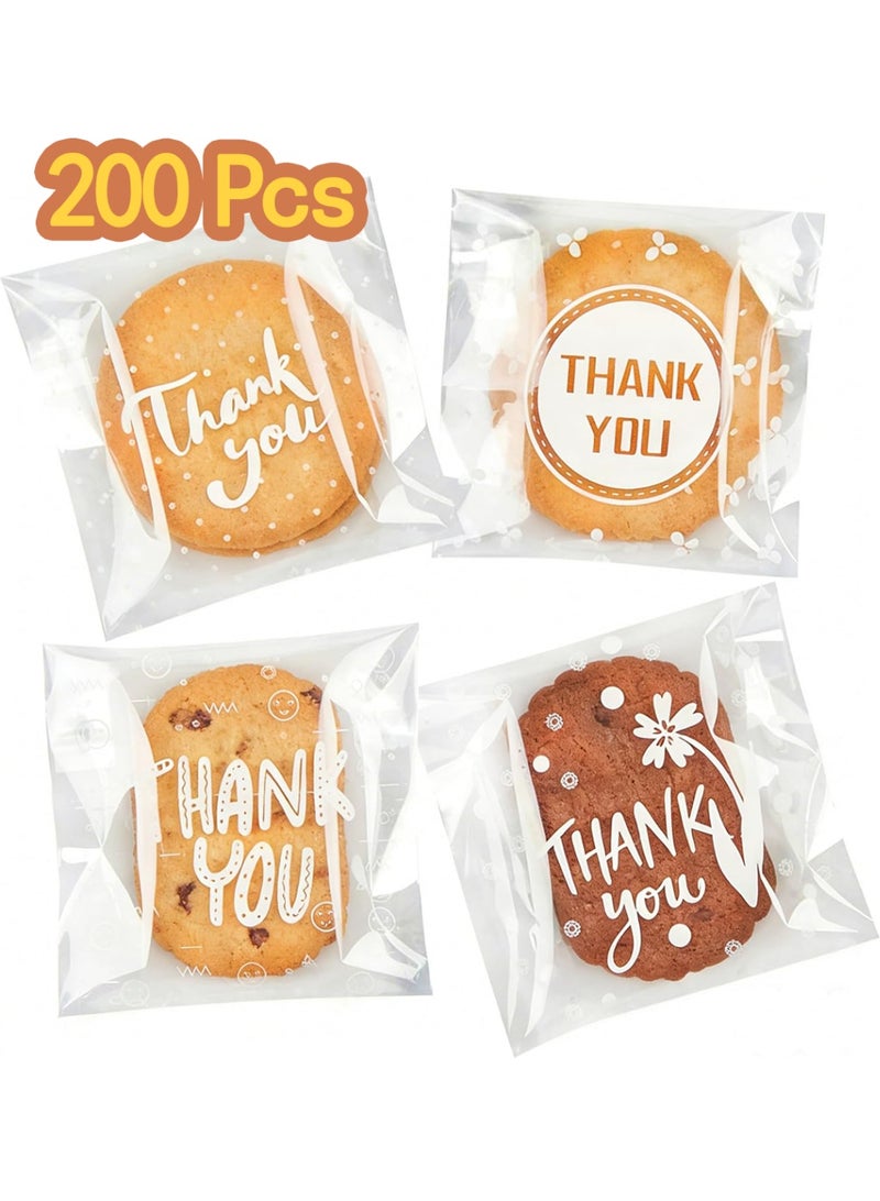 YALONG 200 Piece -Sealing Fortune Cookie Bags, DIY Self Adhesive Plastic Transparent Candy Cookie Gift Bag, Resealable Cookie Snack Cellophane Bags, Plastic Bags for Baking Cookies and Candies (10×10cm) - Image 1