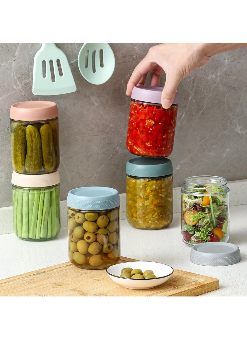 Generic - 16 oz Glass Jars with Lids 6 Pack Glass  Jars with Airtight Lids, Overnight Oats Containers with lids for Snacks, Yogurt, Chia Pudding - Image 1
