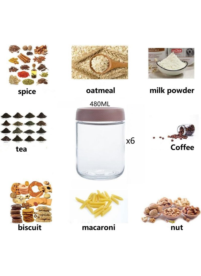 Generic - 16 oz Glass Jars with Lids 6 Pack Glass  Jars with Airtight Lids, Overnight Oats Containers with lids for Snacks, Yogurt, Chia Pudding - Image 1