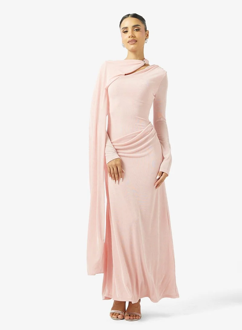 Ginger Draped Bodycon Dress with Cape Detail