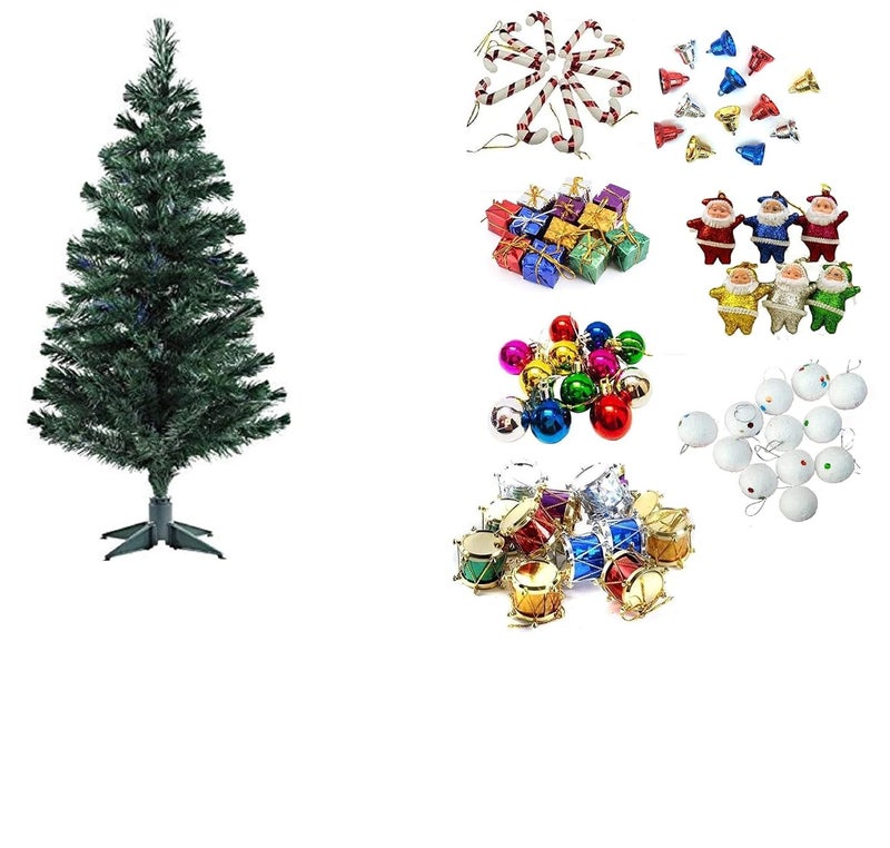 DEEPTI DECOR شجرة عيد الميلاد الصناعية DEEPTI DECOR بطول 4 أقدام مع زينة أفضل تزيين لعيد الميلاد ومناسبة عيد الميلاد ورأس السنة الجديدة مجموعة زينة 70 قطعة - Image 1