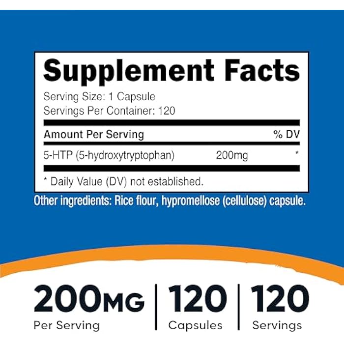 Nutricost 5-HTP 200mg, 120 Vegetarian Capsules (5-Hydroxytryptophan) - Non-GMO & Gluten Free - Image 2