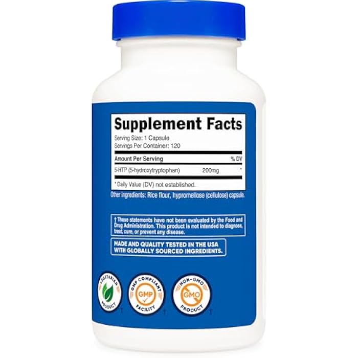 Nutricost 5-HTP 200mg, 120 Vegetarian Capsules (5-Hydroxytryptophan) - Non-GMO & Gluten Free - Image 5
