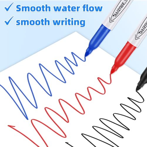 Affisure Permanent Markers, Black, Blue, Red, 15 Pack, Fine Point，Assorted Colors Set, Works on Wood, Plastic, Metal, and More, for Adults, Artist, Teacher, Kids - Image 5