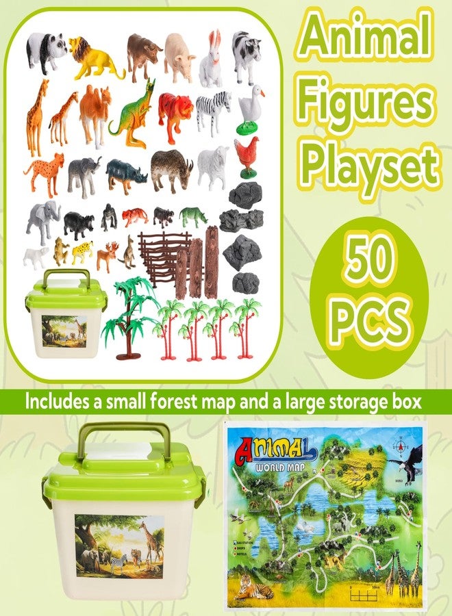 Acshio 50 Pieces Farm Animal Figurines, Realistic Plastic Wild Animal Model Ornaments with Storage Box, Animals Themed Party Supplies Cake Topper, Including Pig, Horse, Cow, Sheep - Image 3
