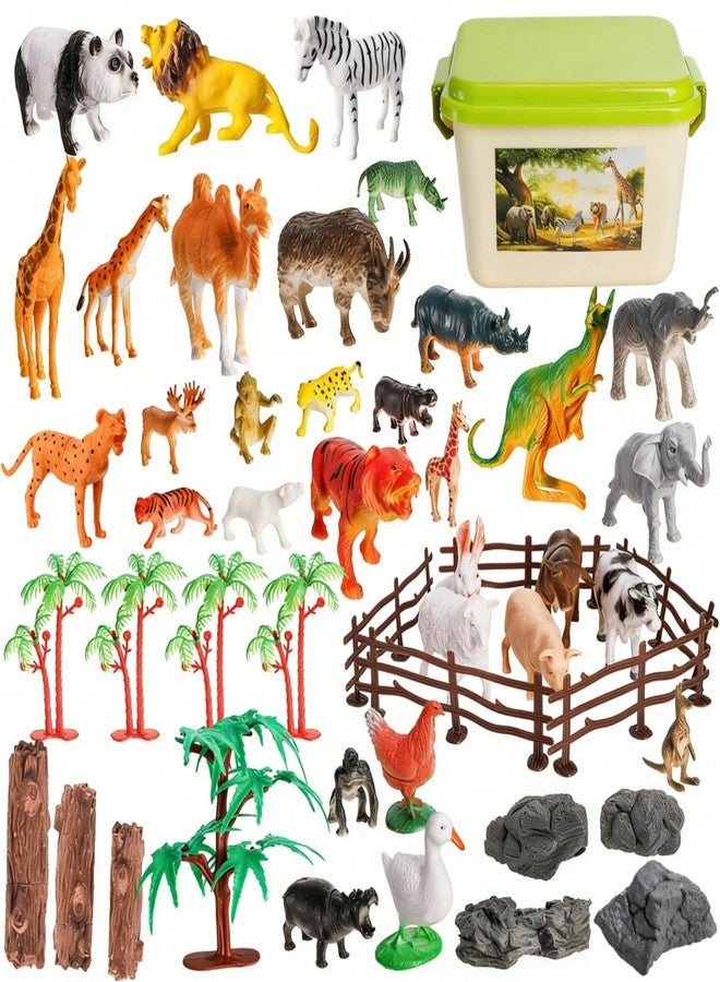 Acshio 50 Pieces Farm Animal Figurines, Realistic Plastic Wild Animal Model Ornaments with Storage Box, Animals Themed Party Supplies Cake Topper, Including Pig, Horse, Cow, Sheep - Image 1