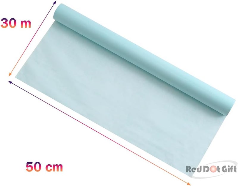 ريد دوت جيفت Red Dot Gift® لفة ورق تغليف رقيق بلون أزرق فاتح مقاس 50 سم × 30 م لتغليف الهدايا وزن 17 جرامًا، خالٍ من الأحماض لمجموعة متنوعة من مشاريع الحرف اليدوية والفنون والورق، لفافة التيشيرت (أزرق فاتح، YC028) - Image 2