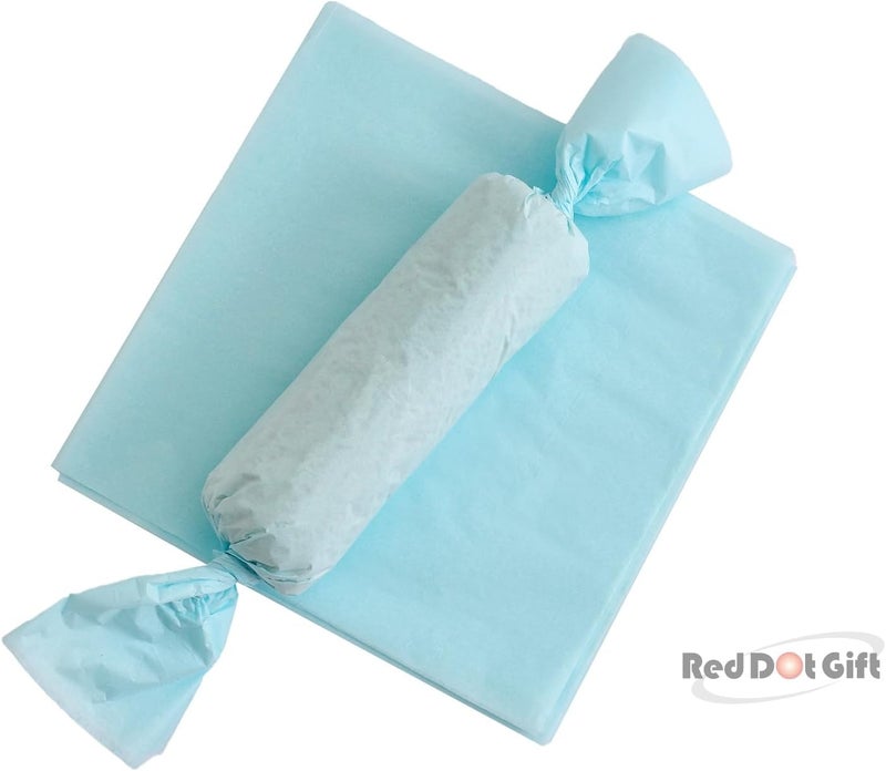 ريد دوت جيفت Red Dot Gift® لفة ورق تغليف رقيق بلون أزرق فاتح مقاس 50 سم × 30 م لتغليف الهدايا وزن 17 جرامًا، خالٍ من الأحماض لمجموعة متنوعة من مشاريع الحرف اليدوية والفنون والورق، لفافة التيشيرت (أزرق فاتح، YC028) - Image 4