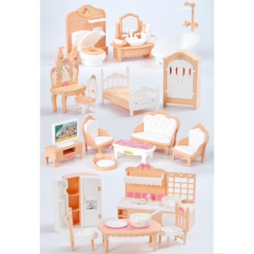 Thildani 35 Pcs Dollhouse Furniture Accessories Set Mini House Furniture Small Dollhouse Miniature Furniture Play House Accessories 112 Tiny Kitchen Bedroom LivingRoom Bathroom Boy Girl Toddler3Y - Image 1