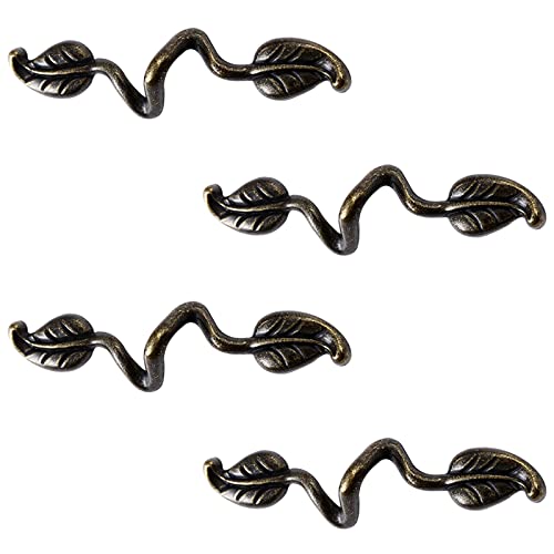 MOROBOR 472 Vintage Style Leafy Drawer Pull 4pcs Dresser Handles Leaf Dresser Pulls Cabinet Knob Hardware Zinc Alloy Leaf Dresser Pulls for Kitchen Bedroom Bathroom Cyan Patina - Image 1